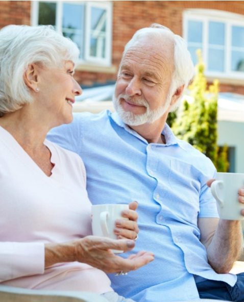 Senior couple sharing a conversation together